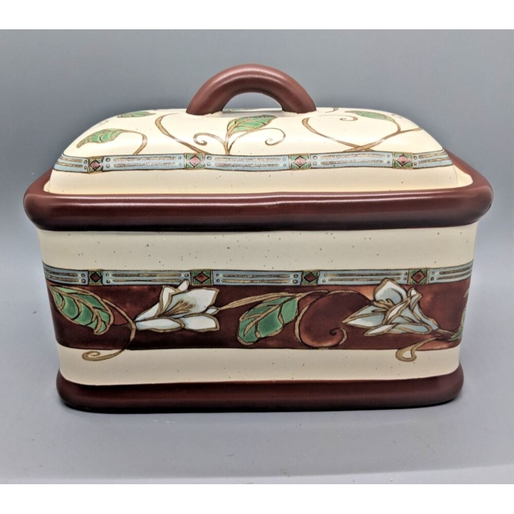 Pfaltzgraff Mission Flower Kitchen Keeper Canister Covered Box Holder Container